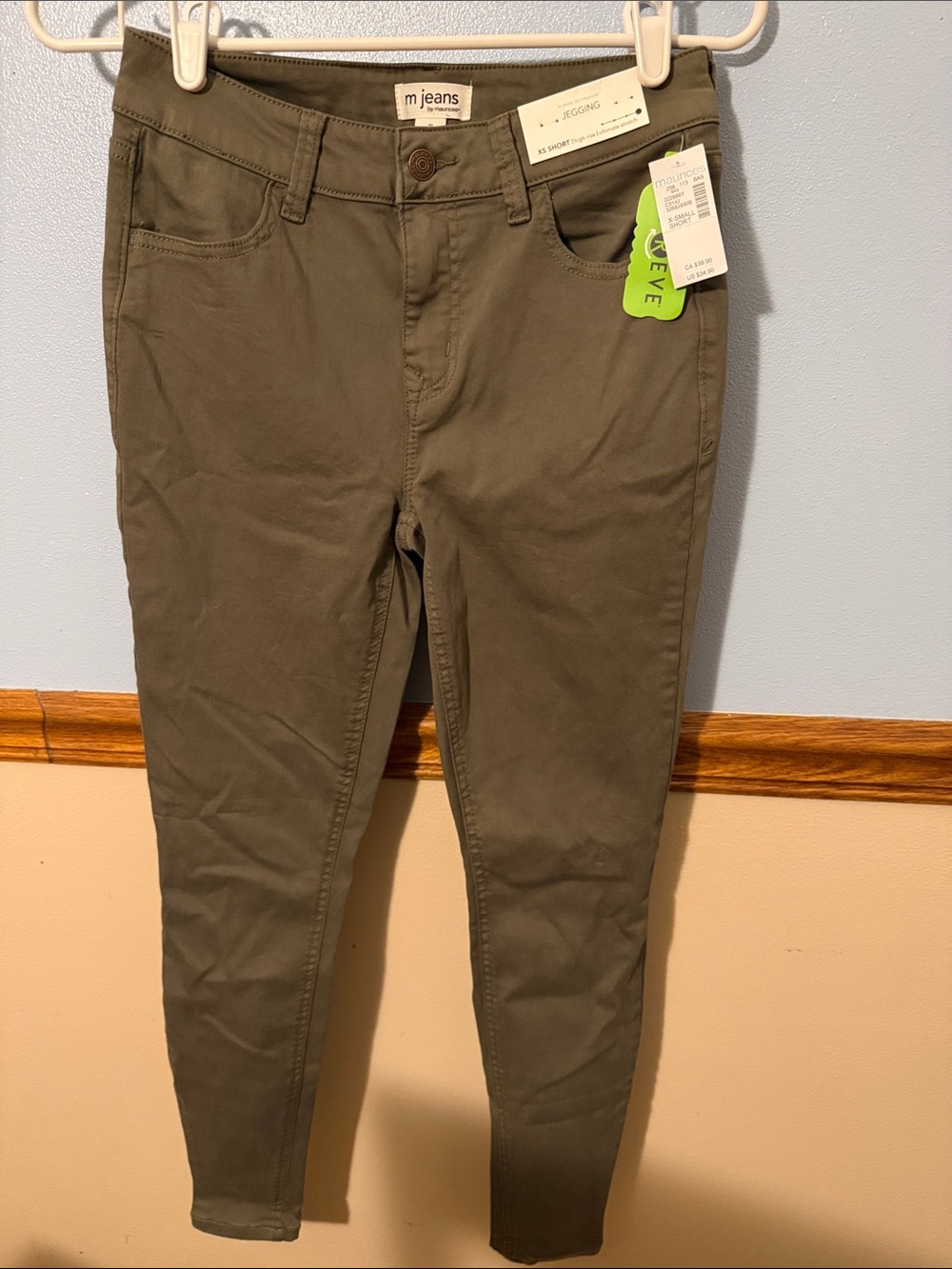 Maurices Olive Green High Rise Jegging Ultimate Stretch XS Short